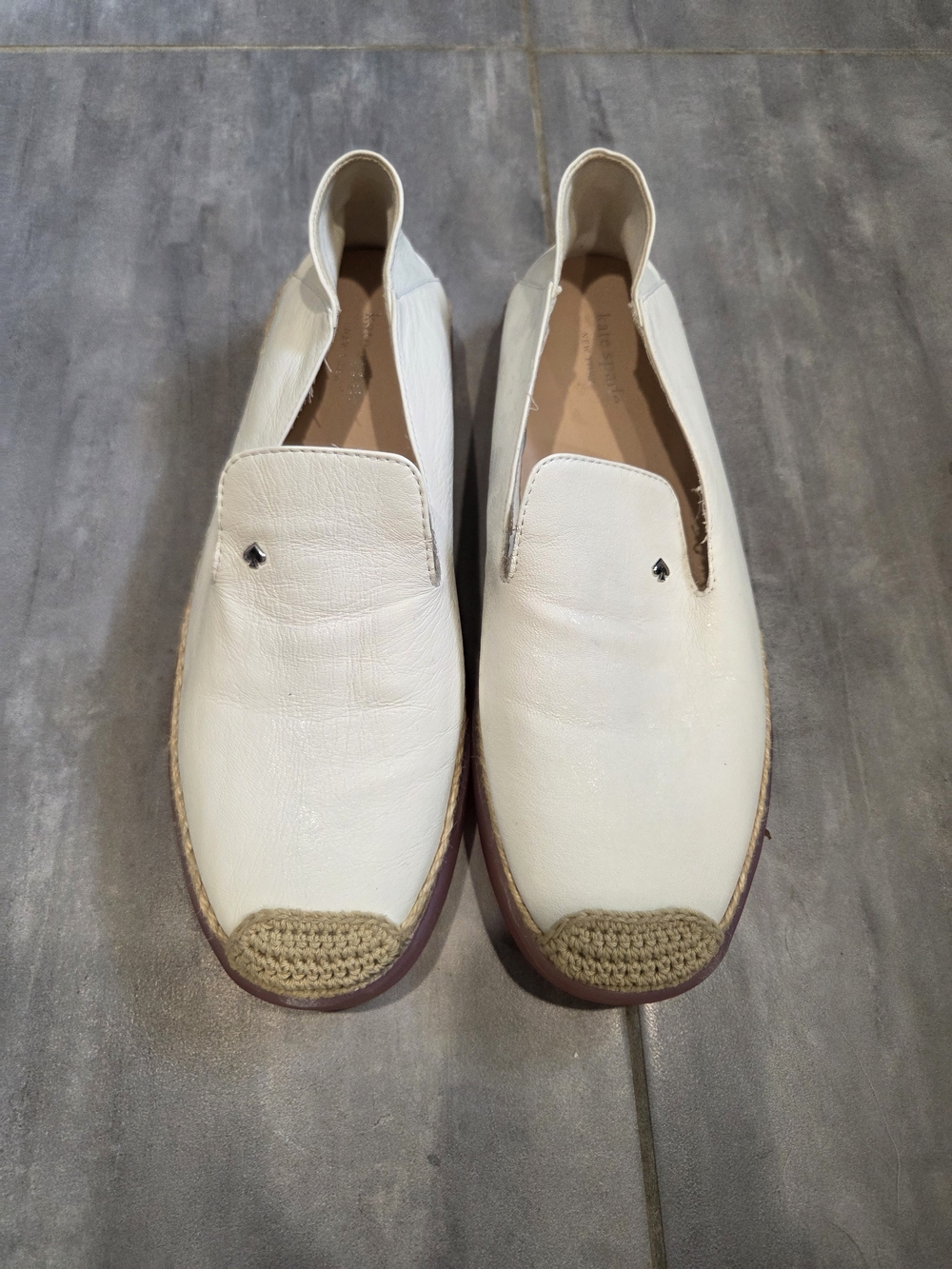 Kate Spade Lisa White Leather Espadrille Flats Slip On Women's 10M